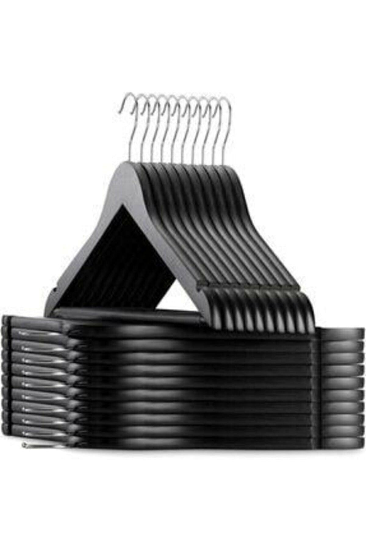 36 Pieces Wooden Look Plastic A Quality Hanger, Clothes and Clothes Hanger Black Fma005291 - Swordslife