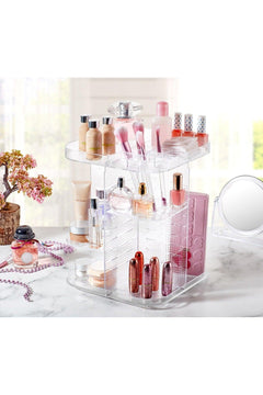 360-degree rotating makeup organizer for vanity storage