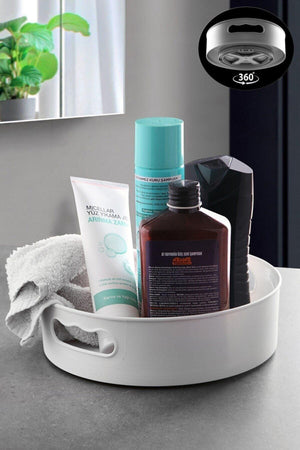 360 Degree Rotating White Bathroom & Refrigerator Organizer Tray - Swordslife