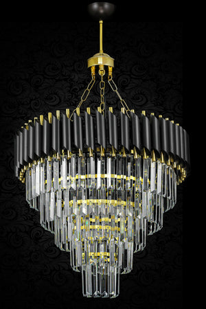 Palmira 55 cm Kristallstein Luxus Kronleuchter 5er Set - (Schwarz-Gold)