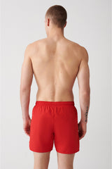 Men's Red Quick Dry Printed Standard Size Swimwear Marine Shorts E003802