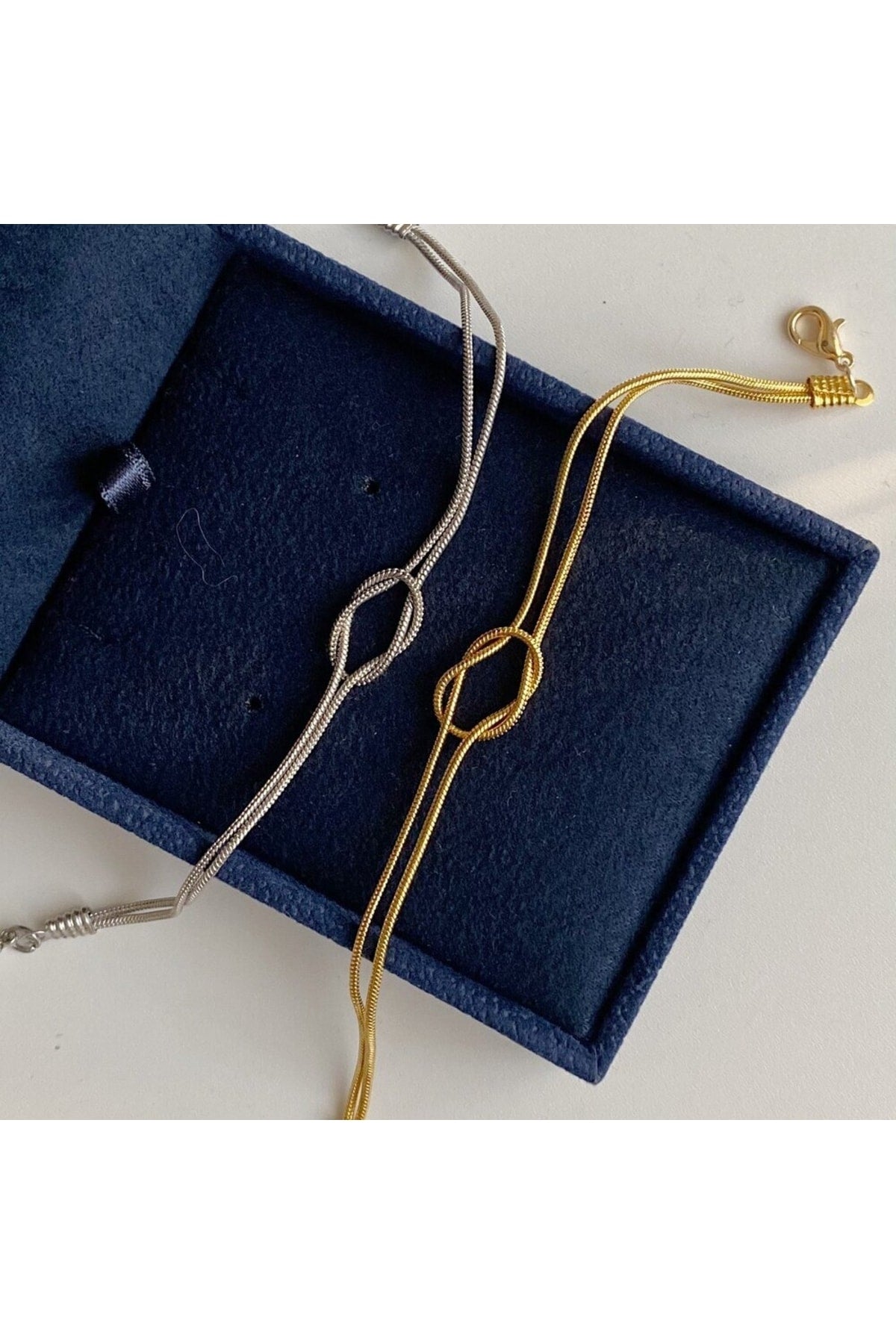 Knot Pattern Couple-friendship Bracelet Gold- Gold Color
