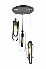 Koza 3-Piece Round Black Modern Young Room Kitchen Retro Living Room Pendant Lamp Chandelier