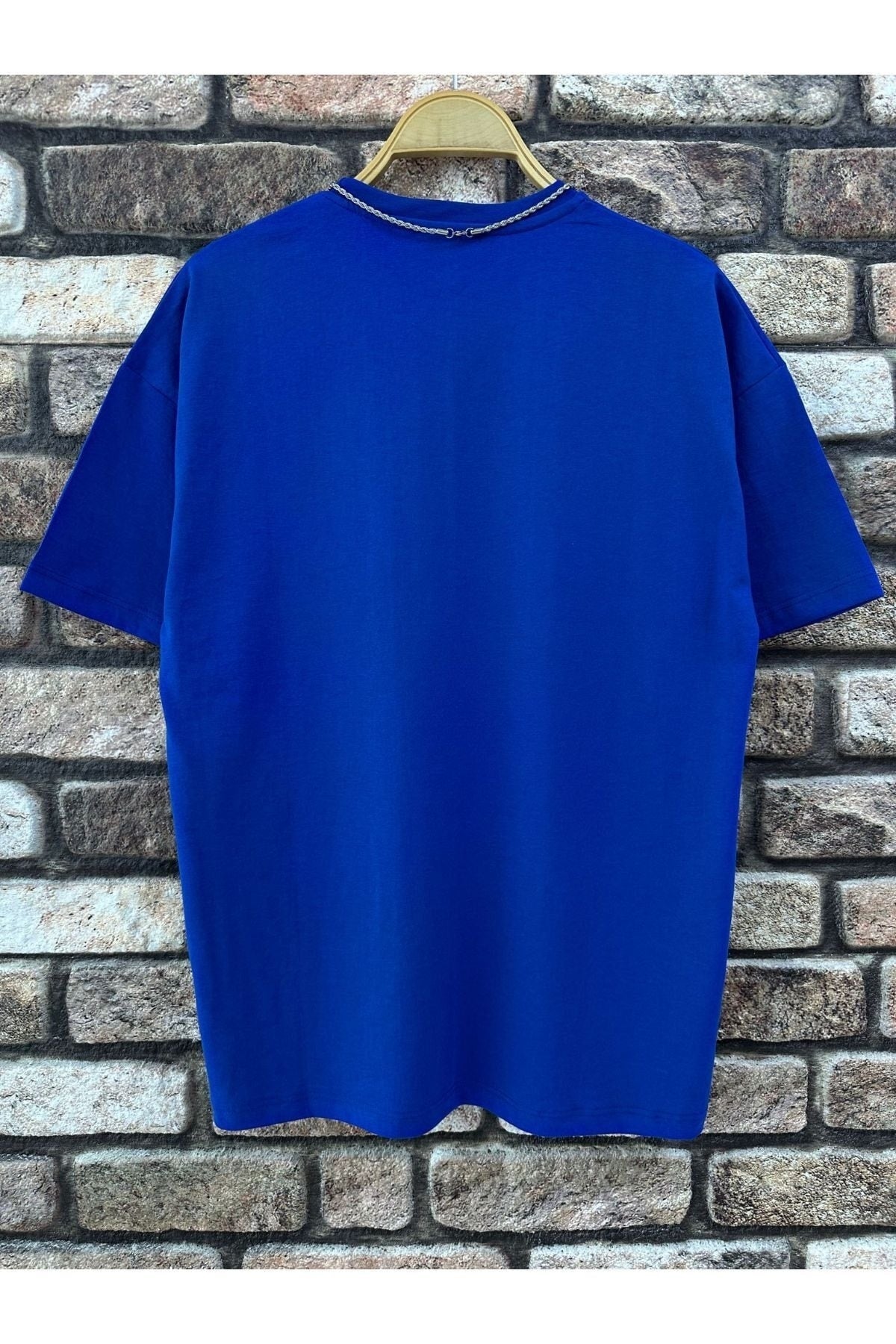 Men's Sax Blue Believe Printed Oversize T-shirt