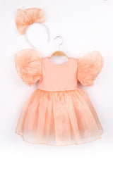 Salmon Crown Organza Girl's Party Dress - Carlene