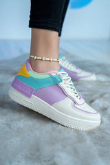 Women's White Lilac Yellow Casual Casual Sneakers Sneaker - Swordslife