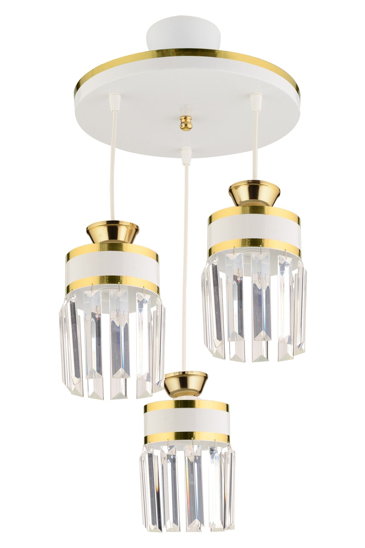 3-Piece Pendant Lamp Crystal Stone Tray White Yellow Gilded Modern Luxury Chandelier
