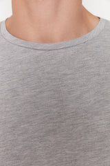 Gray Men's Basic Slim Crew Neck Short Sleeved T-Shirt TMNSS22TS0270