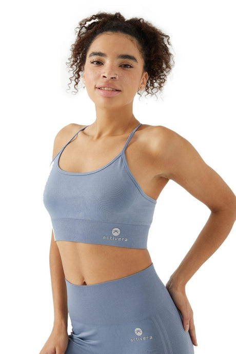 Women's High Waist Seamless Open Denim Blue Sport Leggings - Swordslife