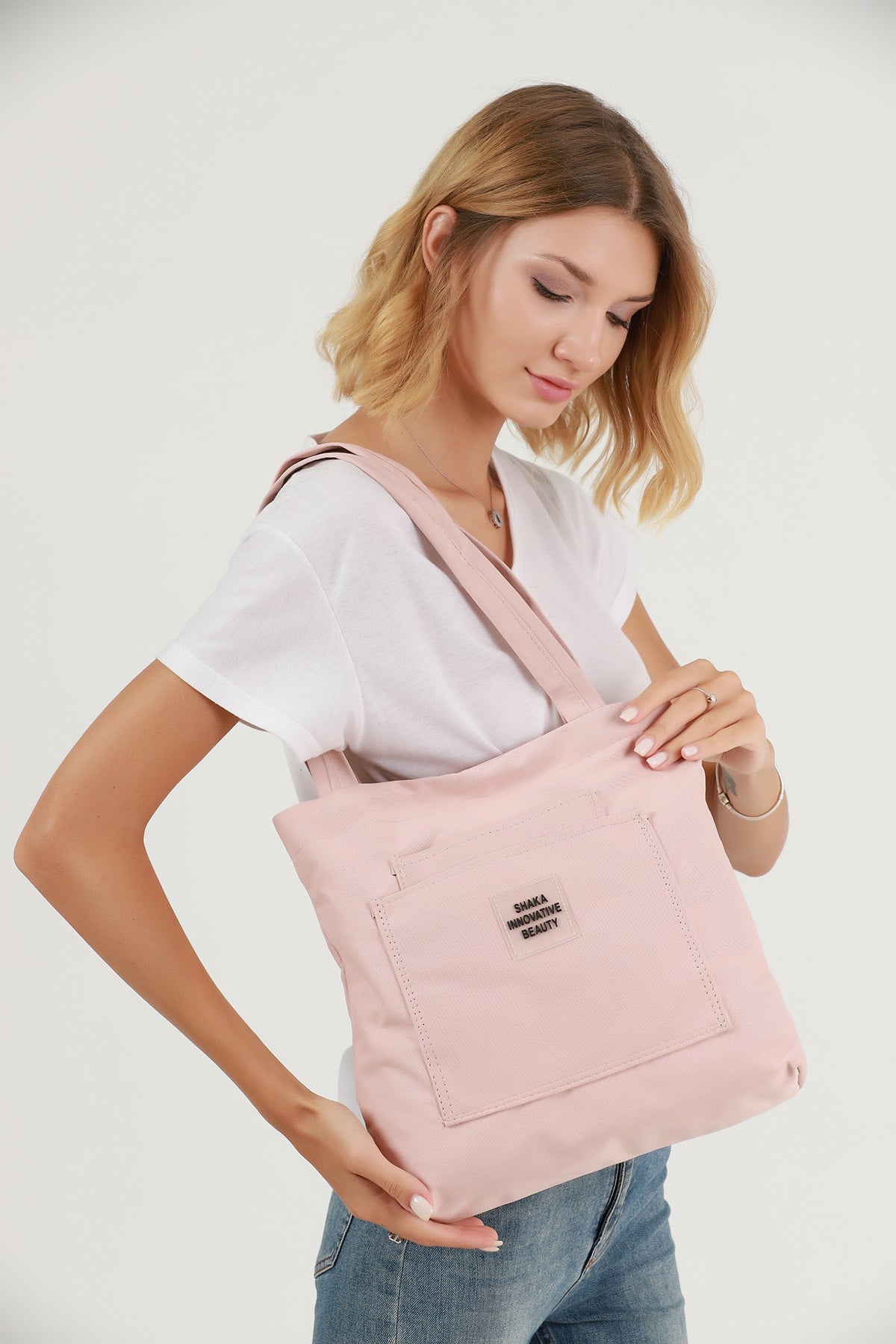 Powder U22 3-Compartment Front 2 Pocket Detailed Canvas Fabric Daily Women'S Arm And Shoulder Bag B:35 E:35