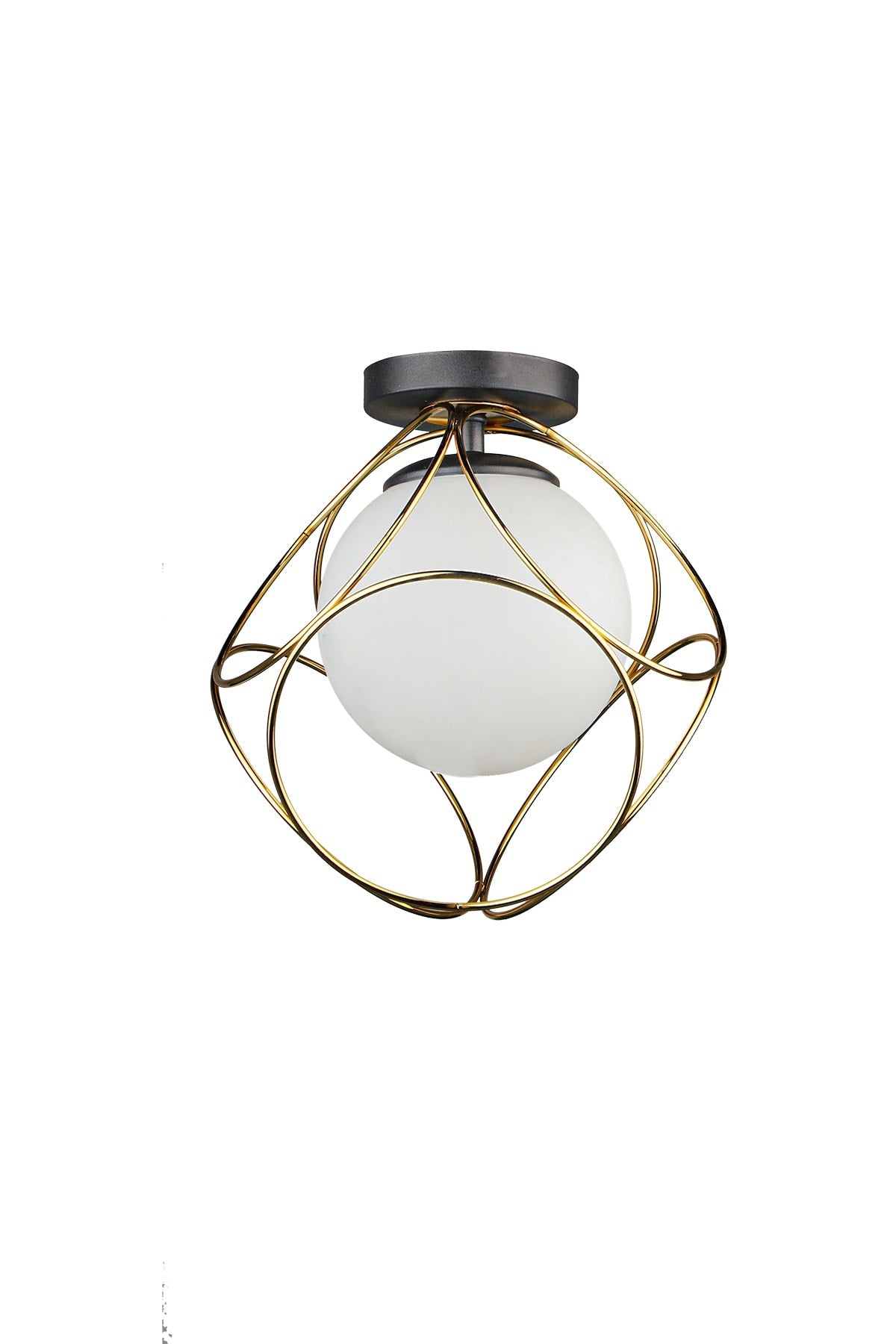Suna Ceiling Mounting Single Chandelier Gold White Glass