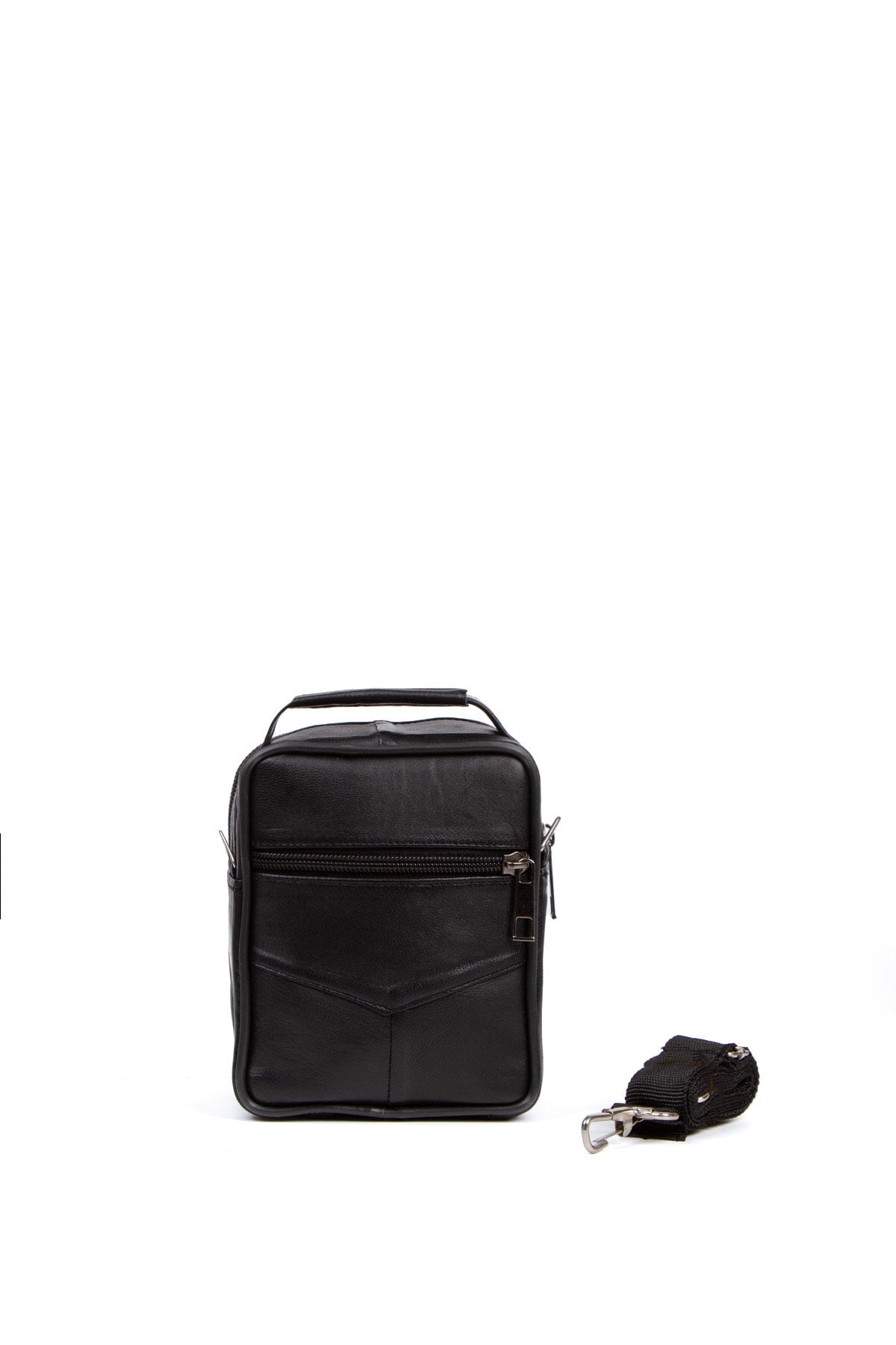 Men's Genuine Leather Shoulder Strap Hand And Shoulder Bag Black 15-12cm