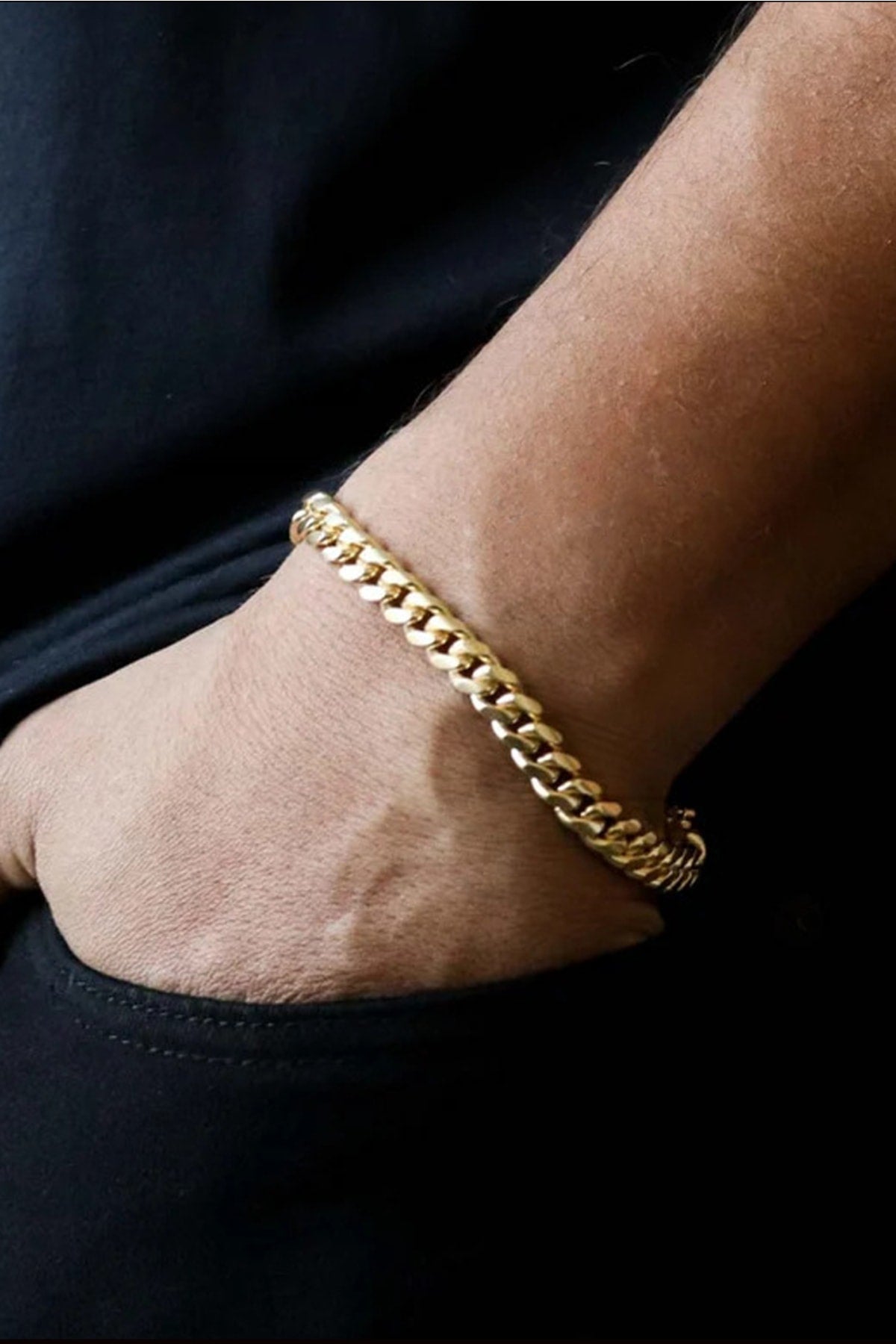 Gurmet Classic Black Gold Men'S Steel Bracelet