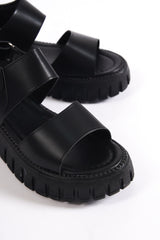 735-s Black Gladiator Platform Sandals