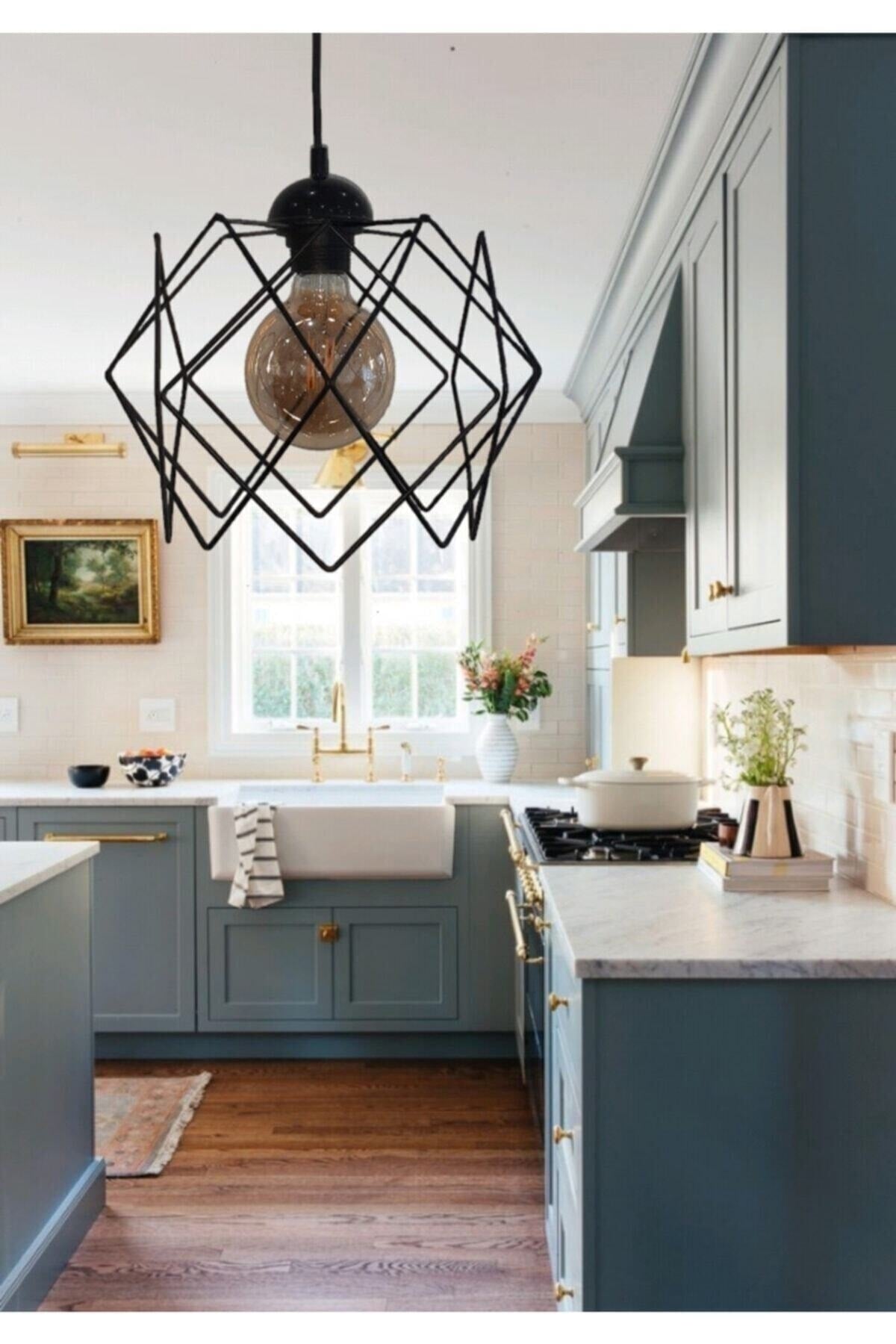 Black Multi Square Single Pendant Chandelier (Without Glass)