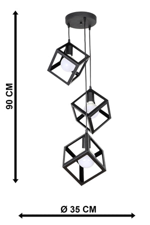 Cube 3Rd Black Chandelier