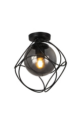 Suna Single Black-smoked Glass Ceiling Mount Chandelier