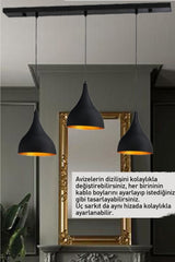 Triple Long Black Chandelier Pendant Lamp Living Room Desktop Kitchen Living Room Hotel Chandelier Models