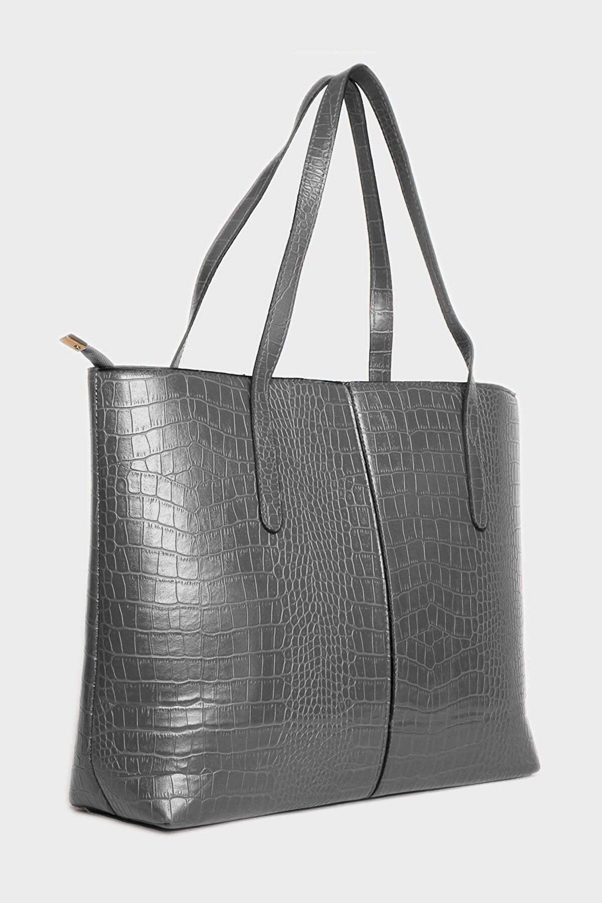 Women'S Crocodile Pattern 2-Sleeve Zippered Large Size Bag Shoulder Bag, Clutch Bag, Laptop Bag