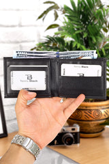 Original Men's Black Stylish Leather Wallet With Gift Box Card Holder And Paper Money Compartment Card Holder Wallet