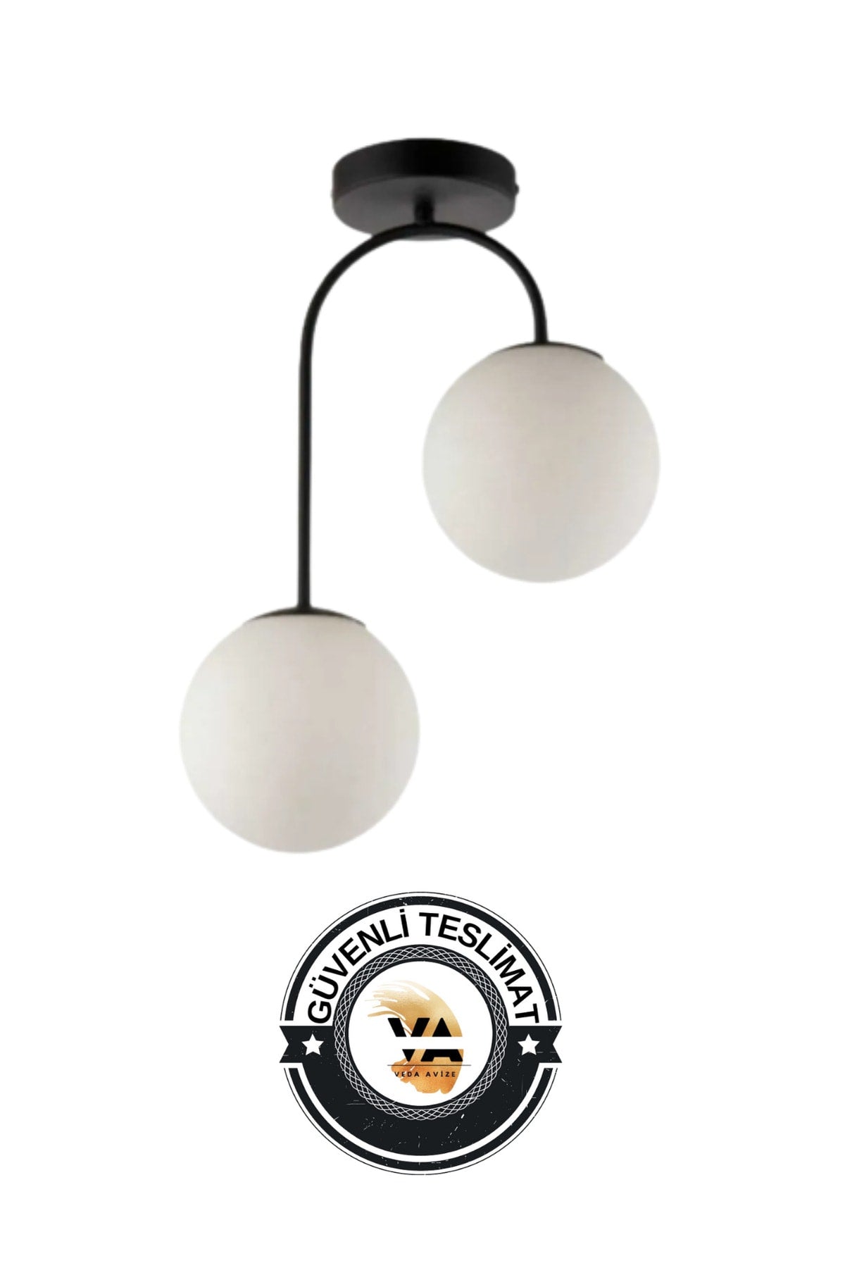 Otal 2-teiliges Lounge-Leuchterset, weißes Kugelglas, Kronleuchter, Wohnzimmer, Küche, Flur