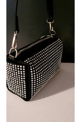 Bhm Mini Black Stone Nubuck Chain Hand And Shoulder Bag