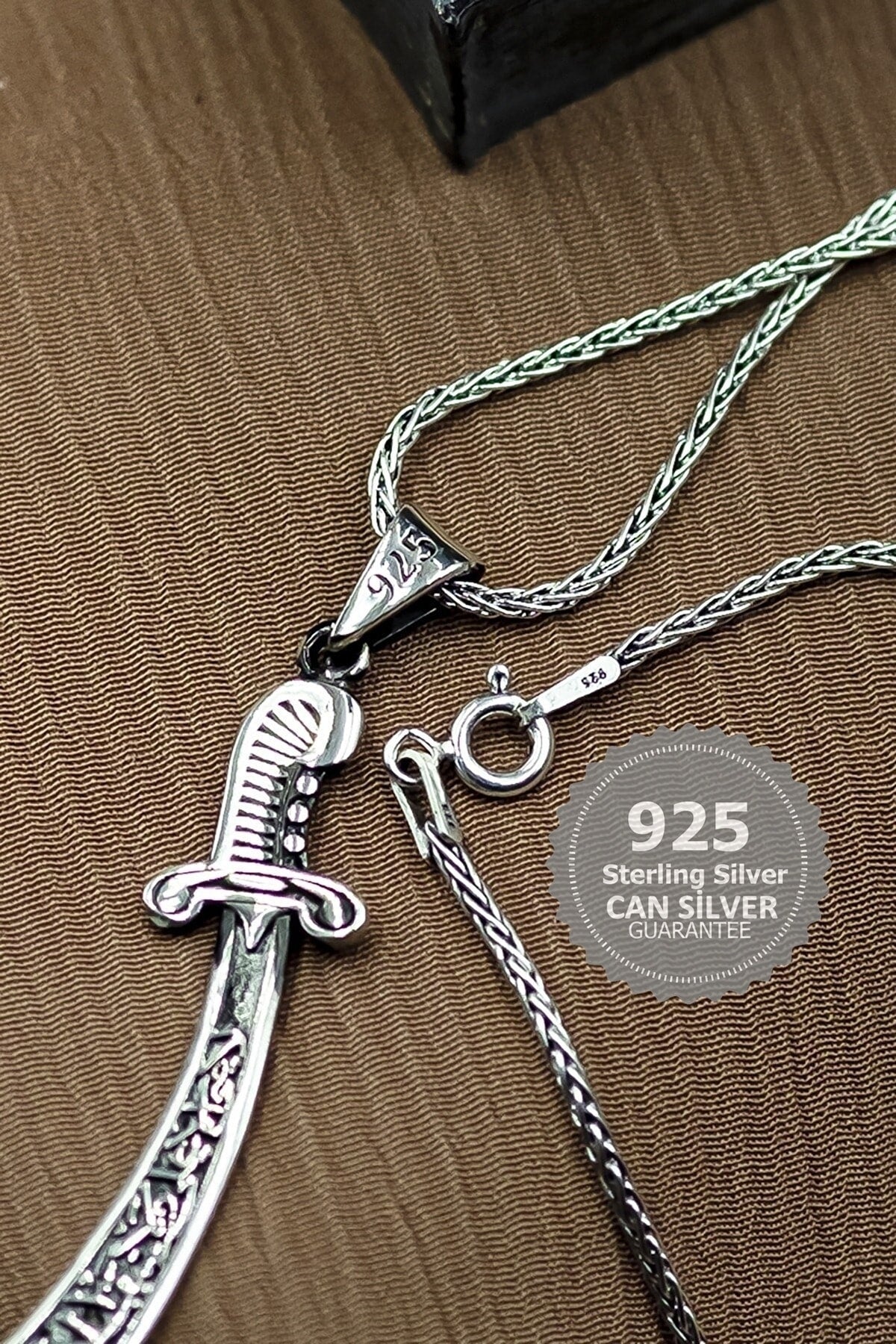 925 Sterling Silver Zulfikar Sword Men's Necklace