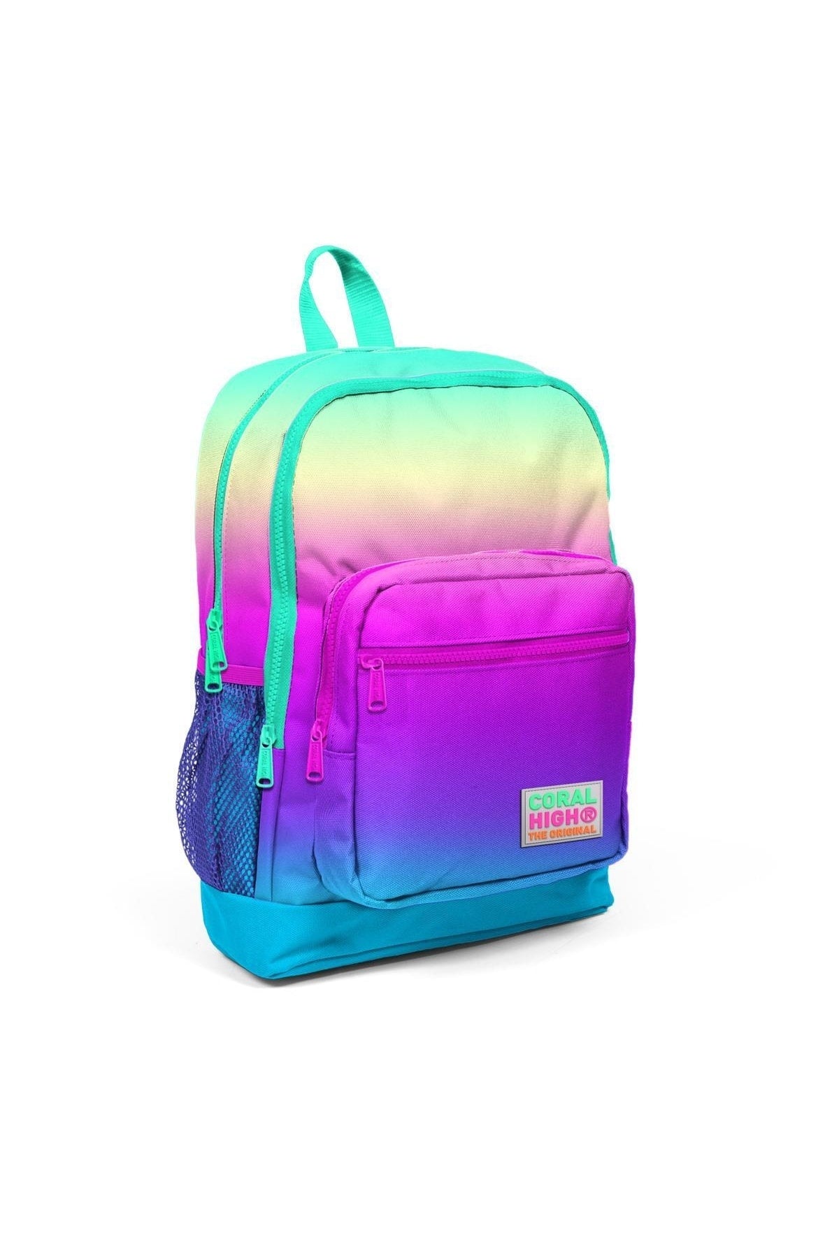 Farbübergang Regenbogen 4 Fächer Schulranzen, Stifteköcher, Brotdose 3er Set Grundschulranzen