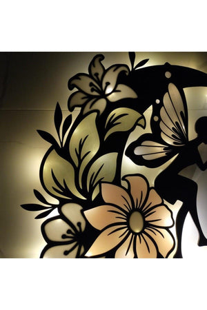 Epoxy Wooden Flower Moon Fairy Figure Wall Decor Night Lamp 68 Cm - Swordslife