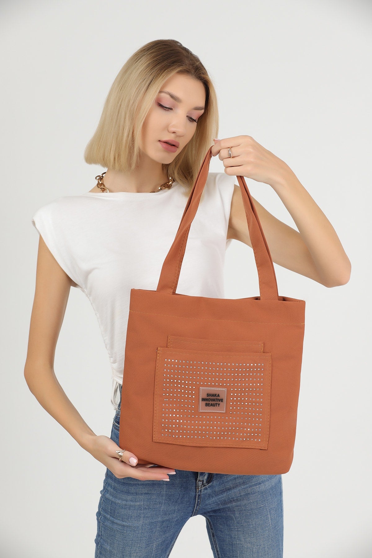 Stone Tile U22 3-Compartment Handle Bag 35X35 Cm