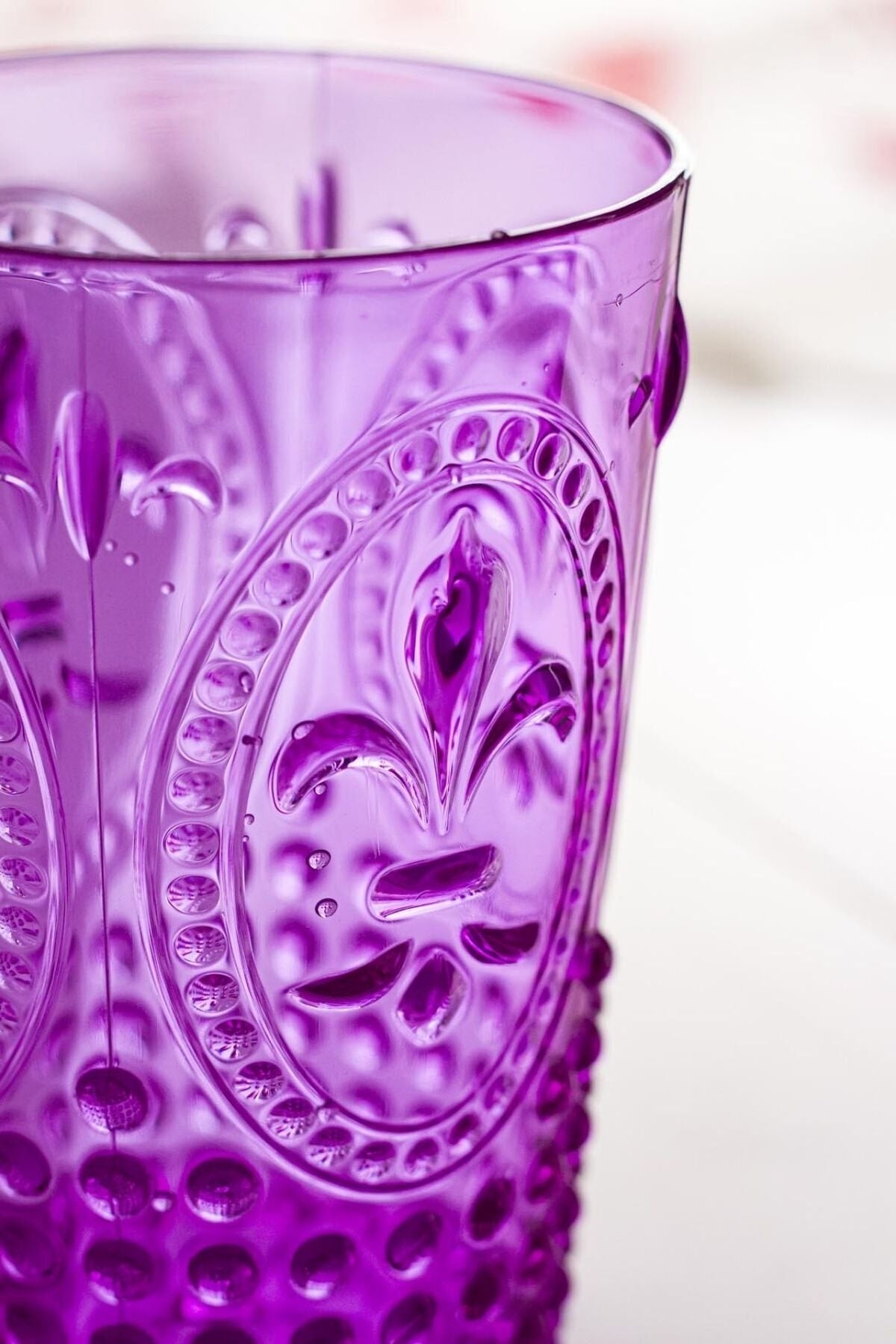 Acrylic Purple 6 Pcs Short Glasses & Water Soft Drink Coffee Side Glasses 400 ml (Not Glass)