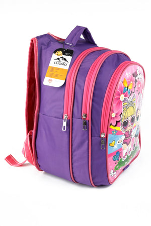Middle School Primary School Bag and Lunch Box 3 Pockets Pad Purple