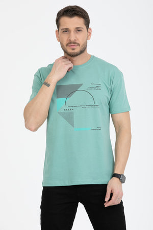 Men'S Printed T-Shirt Regular Fit Mint