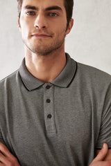 Мужская безусадочная хлопчатобумажная ткань Slim Fit Slim Fit Черная футболка с воротником поло с защитой от перекатывания