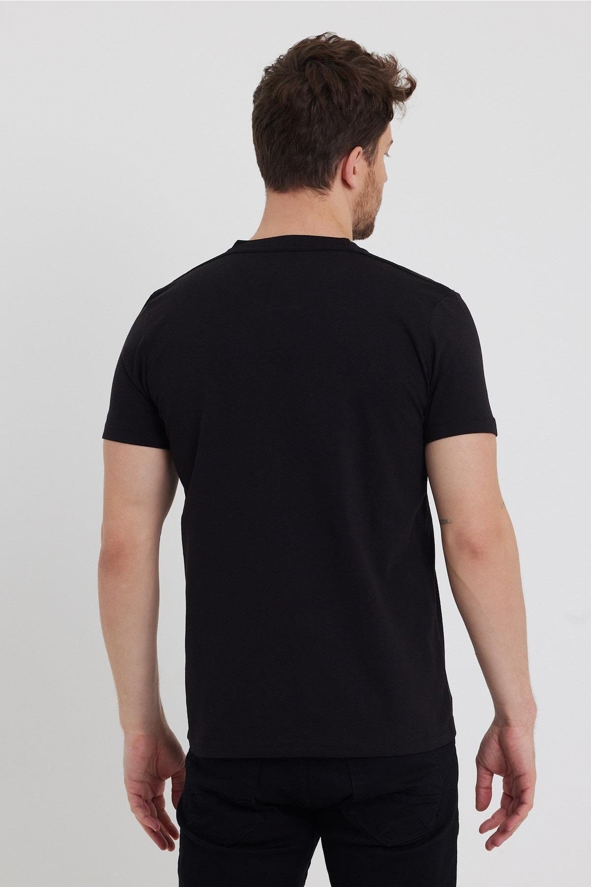 Black Standard Pattern Basic 5-Pack T-shirt