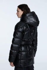 Arched Faux Leather Inflatable Coat - Swordslife