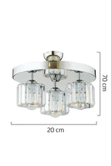 Sabrina 3 Piece Round Chrome Plated Plafonier with Crystal and Stone Modern Design Crystal Living Room Chandelier