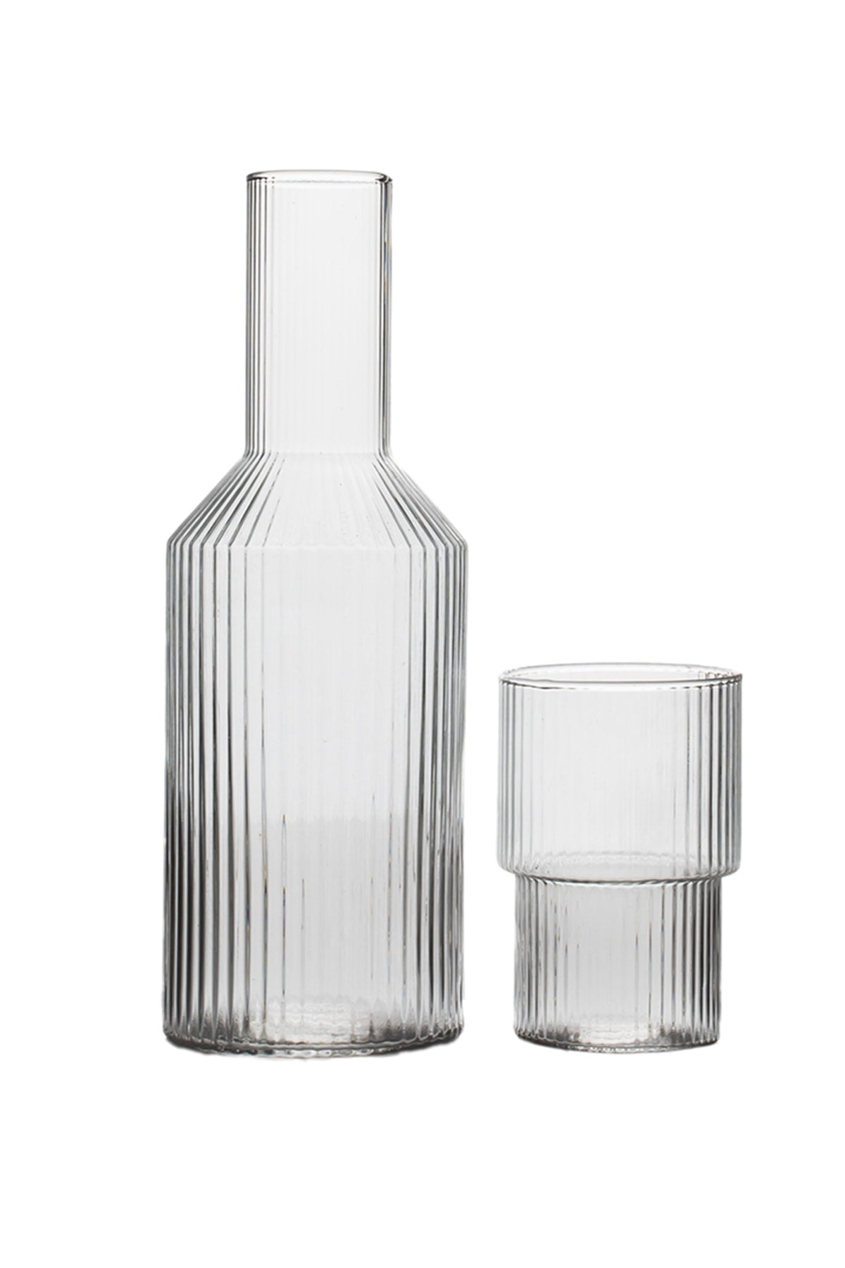 Jahan Bolor Bedside Pitcher Glass Set With Glass - Origami Style Glass Carafe