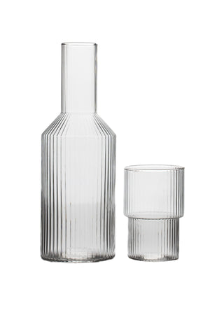 Jahan Bolor Bedside Pitcher Glass Set With Glass - Origami Style Glass Carafe