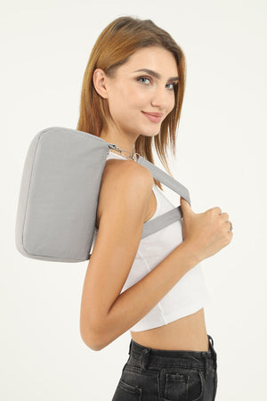Gray U16 Daily Sport Canvas Fabric Baguette Women'S Hand And Shoulder Bag U:23 E:15 W:7