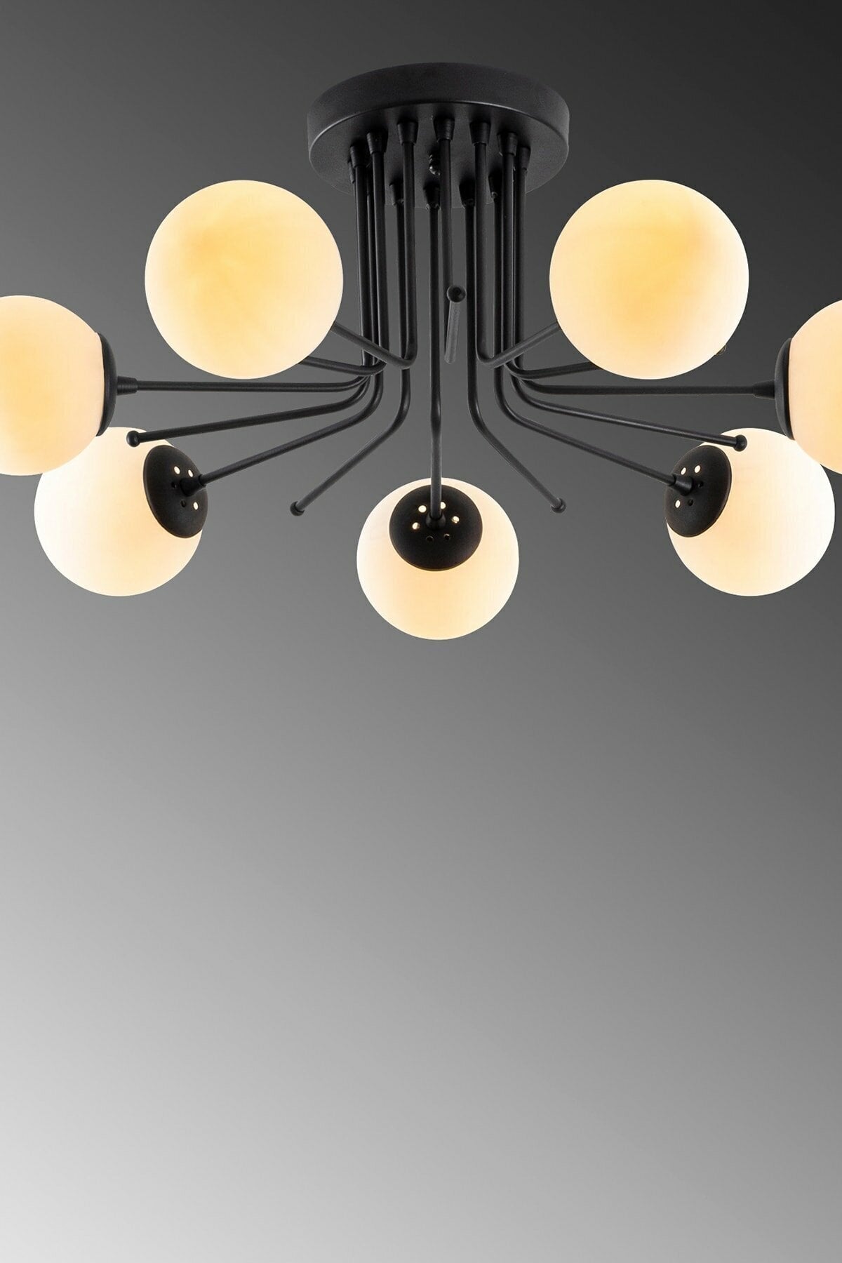 Luxus-Design Moderne Sport Trend Modell Glop Glas Schwarz Sieben-Stück Kronleuchter