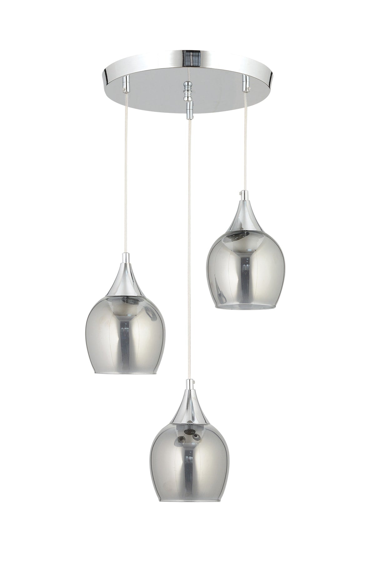 Sante 3-teilig Chrom Rauchglas Modern Pendelleuchte Kronleuchter Wohnzimmer Küche Zimmer Flur Kronleuchter