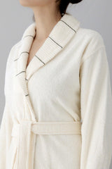 Carmine Robe Cream - Extra Soft, Modern And Special Design 100% Cotton Unisex Salyaka Bathrobe - Swordslife