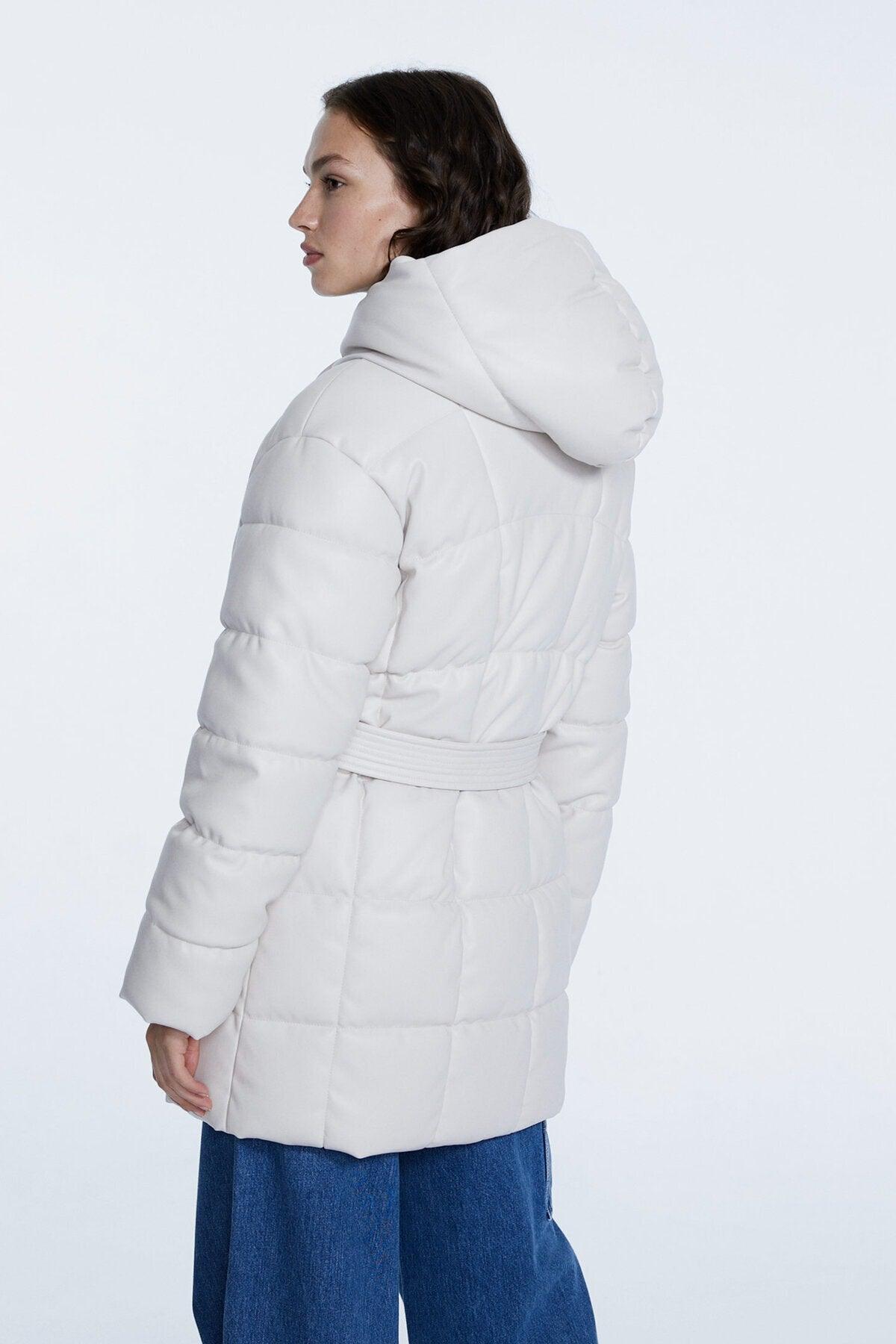 Arched Faux Leather Inflatable Coat - Swordslife