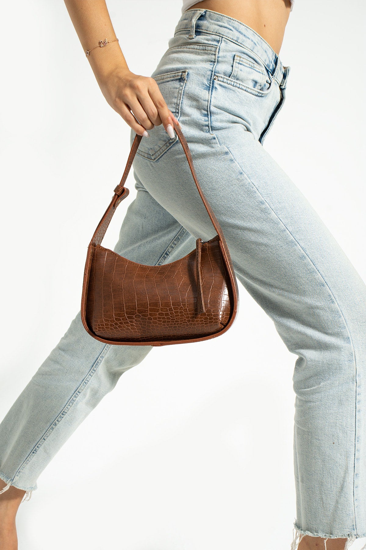 Women'S Crocodile Baguette Bag