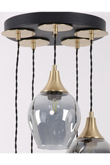 Marlo 5-Piece Black Antique Smoked Glass Pendant Lamp Chandelier