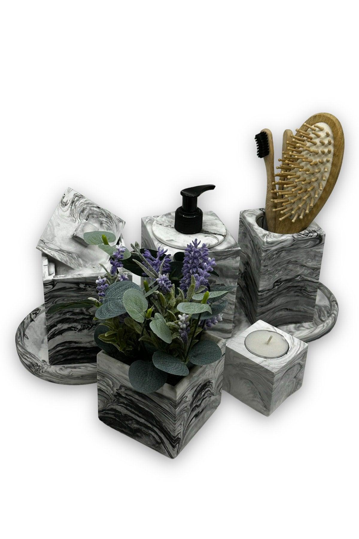 Marble Series Artificial Flower Bathroom Set - Swordslife