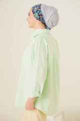 103901 Oversize Basic Hijab Shirt - E.green - Swordslife