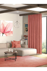 Velvet Textured Salmon Color Island Backdrop Curtain Extraforward Pleated - Swordslife