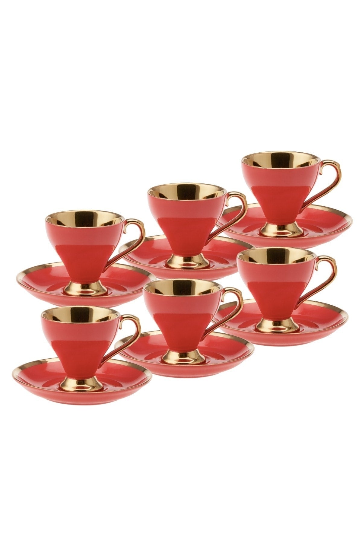 Luxuriöses rotes Set mit 6 Kaffeetassen, 90 ml
